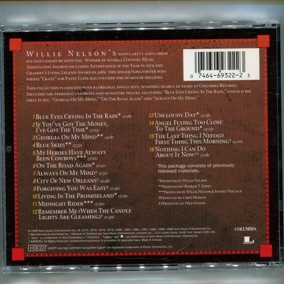 1998 Willy Nelson "16 Biggest Hits" Cd - Picture 2 of 2